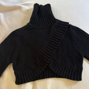 Tabitha Black Ribbed Cowl Neck Short Sweater